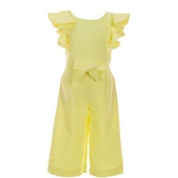 GB Little Girls Ruffle Tiered Sleeve Jumpsuit Size 2T Yellow - Picture 1 of 7